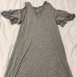grey cold shoulder dress